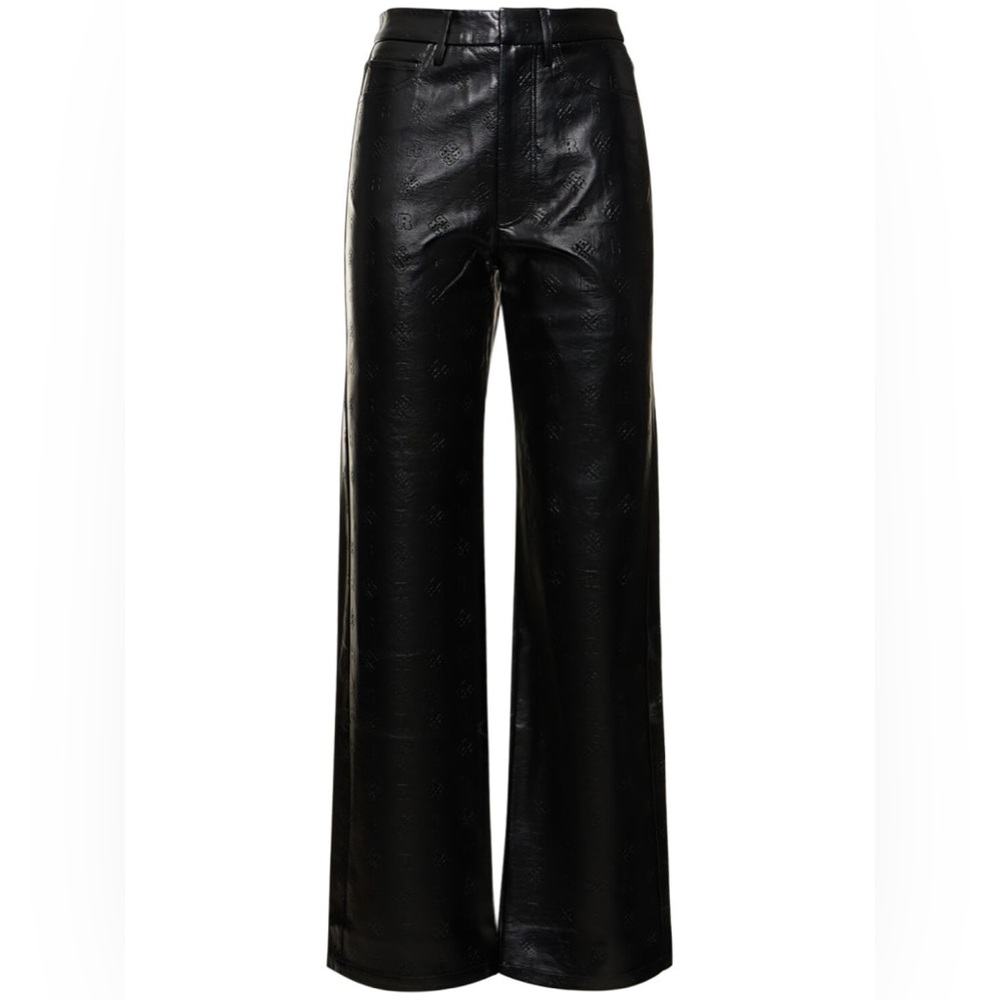 Rotate Faux leather straight pants black